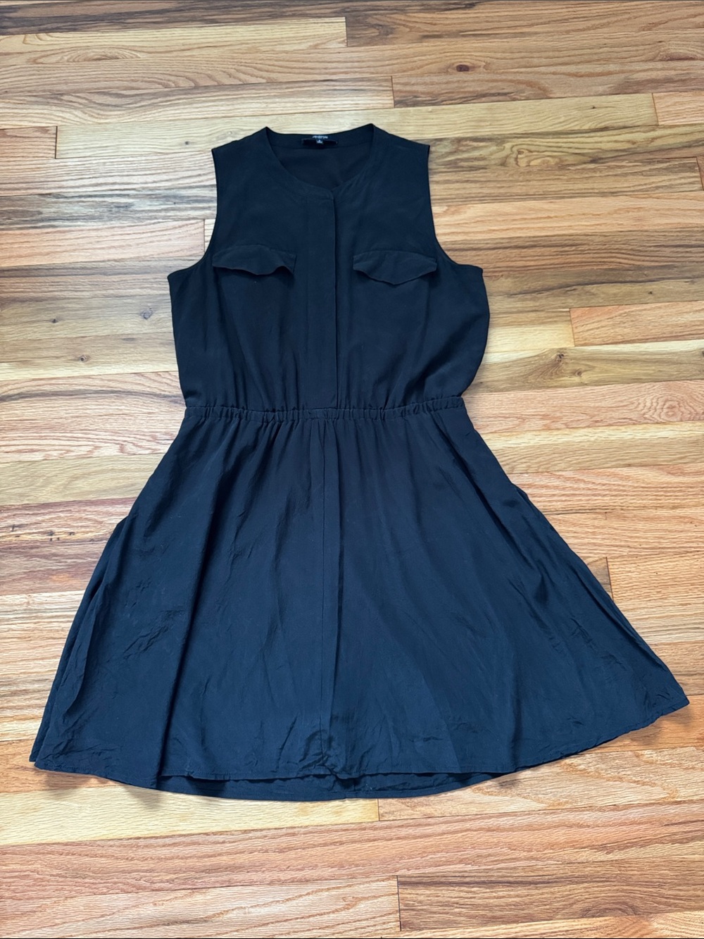 Madewell Sleeveless Silk Button Front Black Dress Small